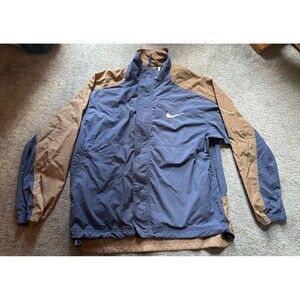 Vintage 90s Nike Air Spellout Windbreaker Blue/Brown Size M Full Zip